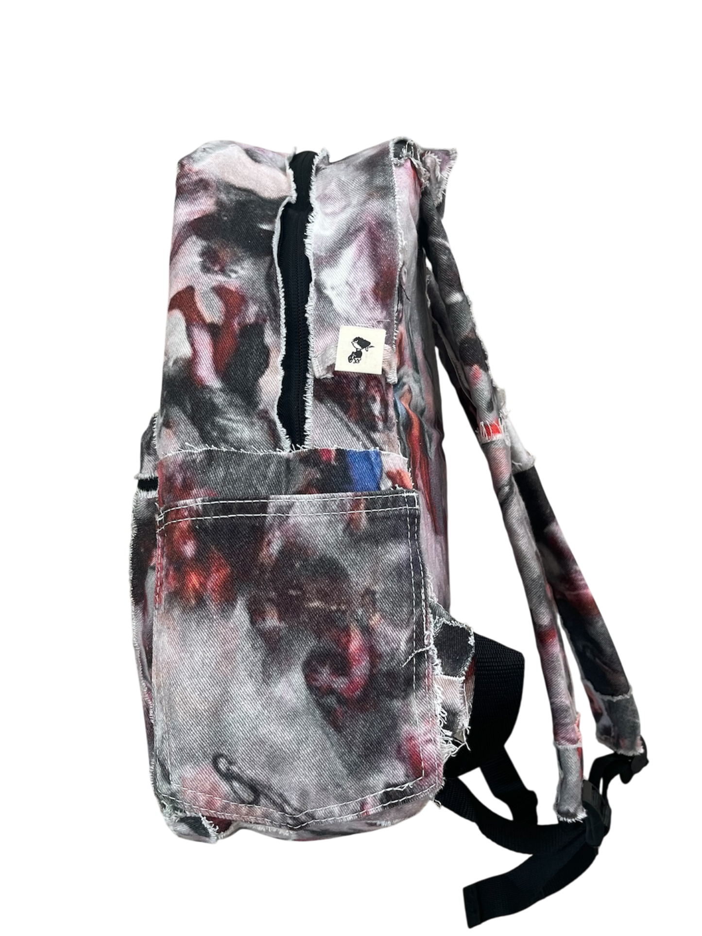 1/1 Denim collage graphic backpack