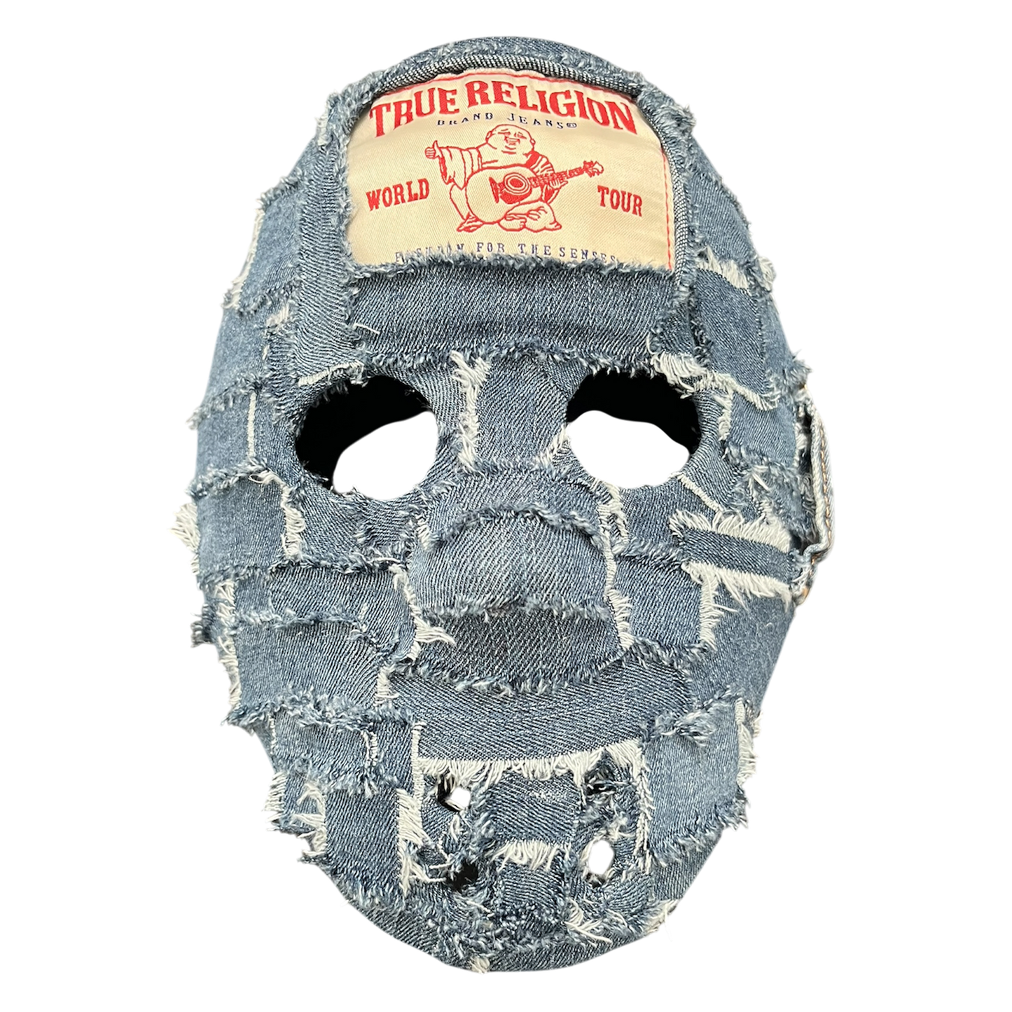 Blue denim hockey mask