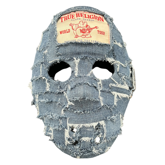 Blue denim hockey mask