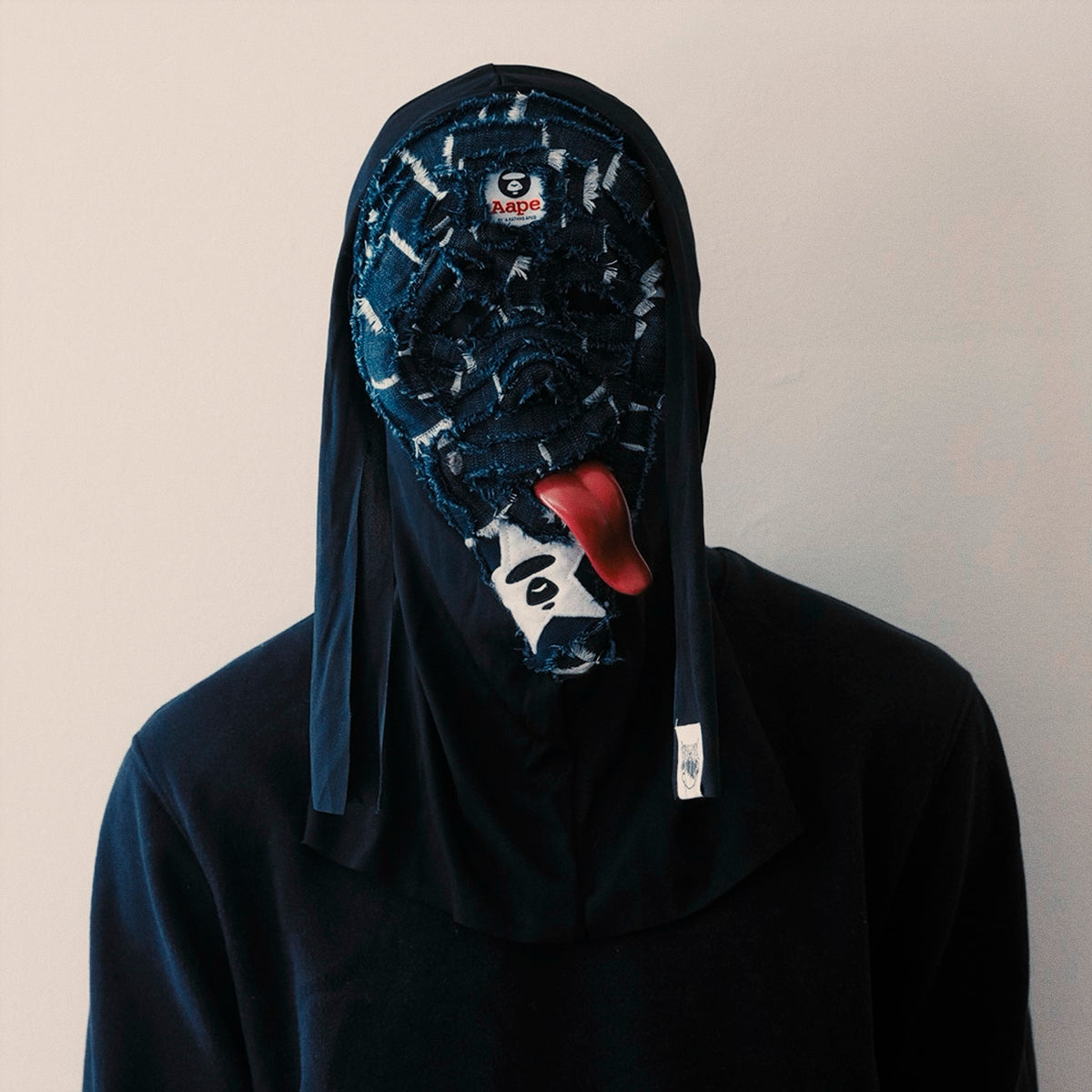 Upcycled Bape and denim Ghostface mask