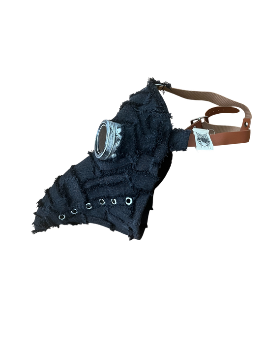 1/1 Black denim plague doctor mask