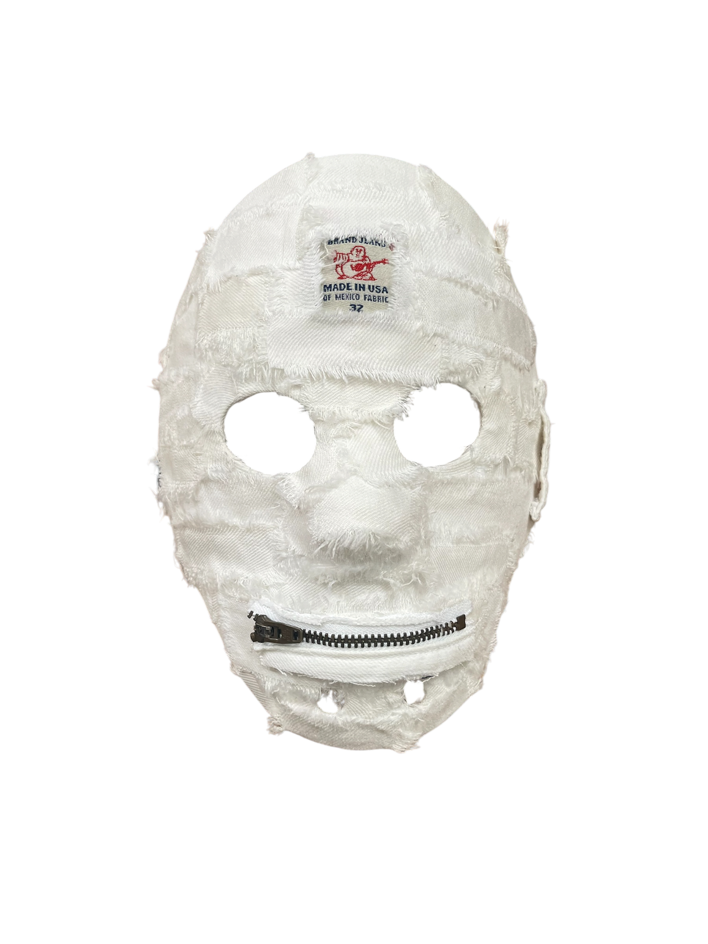 1/1 White denim hockey mask