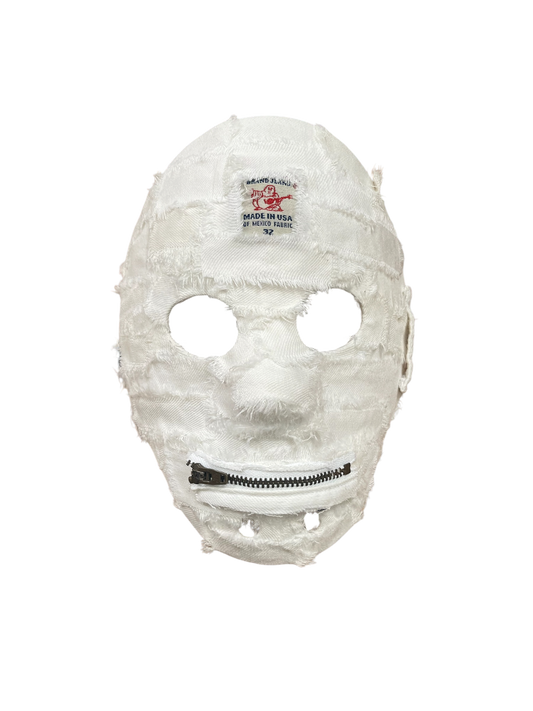 1/1 White denim hockey mask