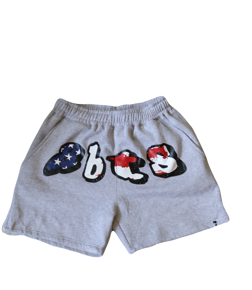 Grey "Abts" logo shorts