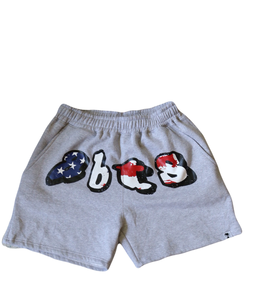 Grey "Abts" logo shorts