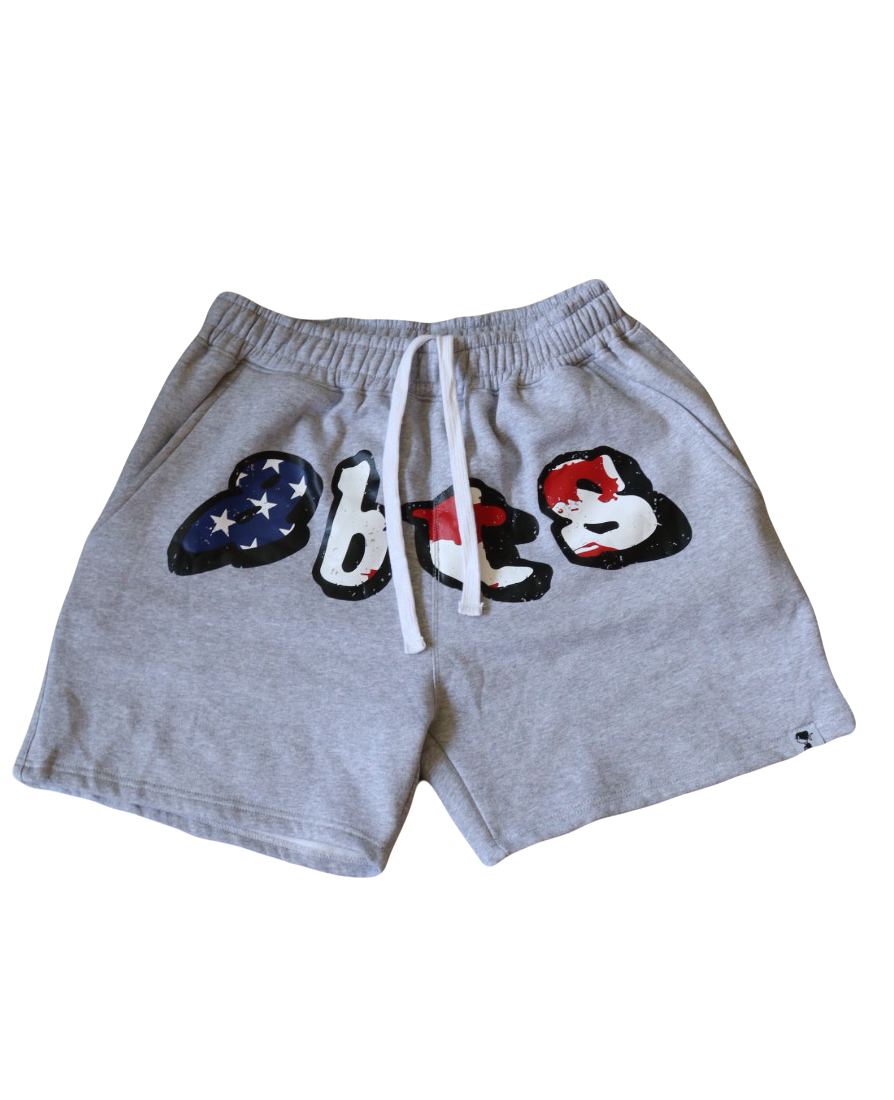 Grey "Abts" logo shorts