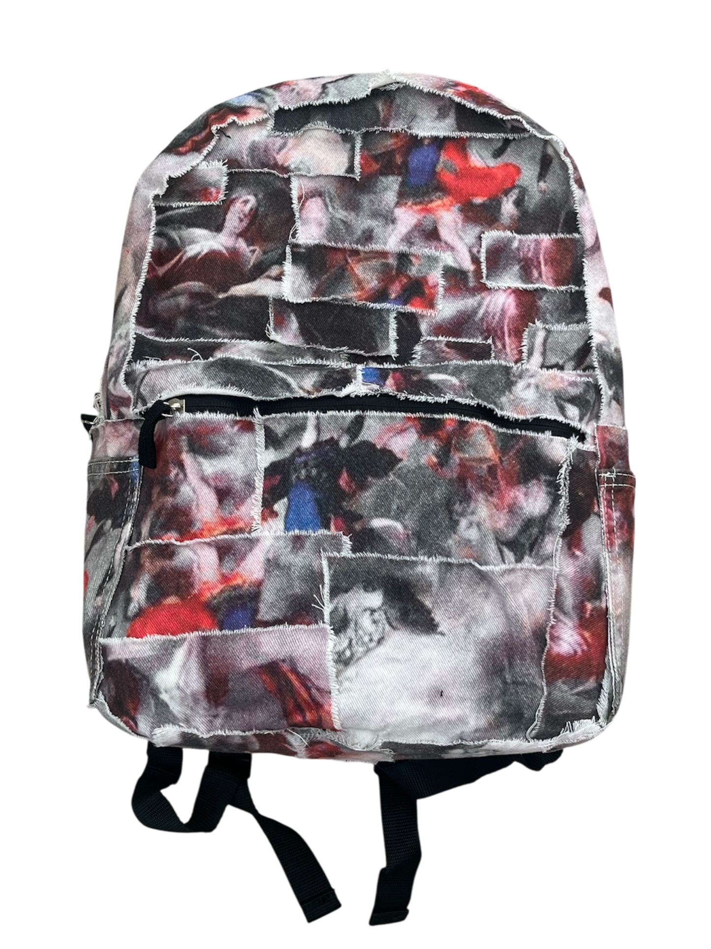 1/1 Denim collage graphic backpack