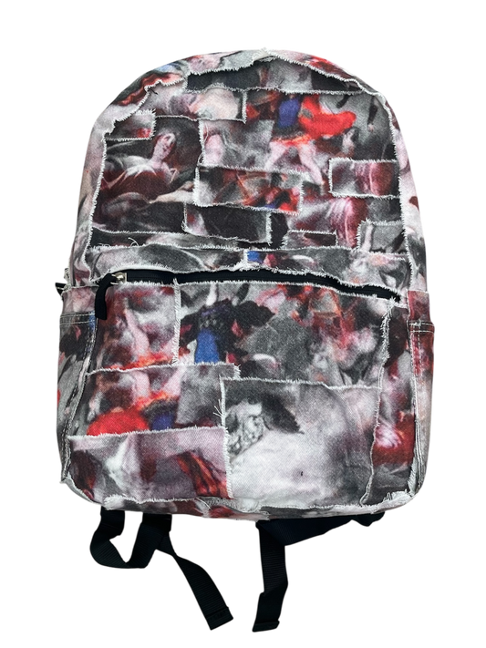 1/1 Denim collage graphic backpack